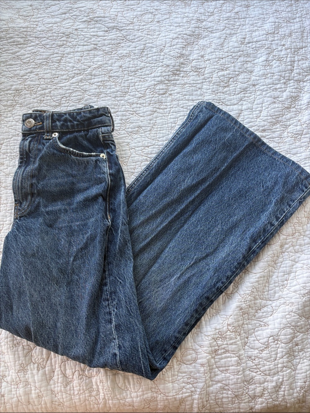 Zara high waist wide leg jeans, medium rinse size 0